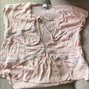 TOBi dress tank with front tie and lace